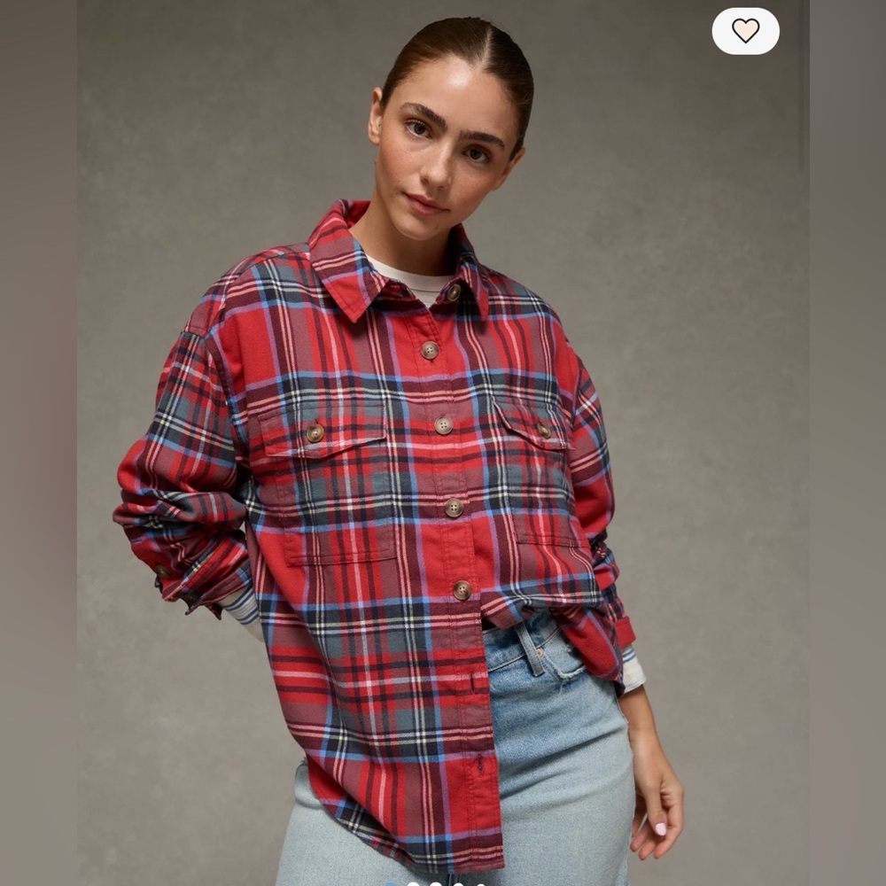 Ultra preppy classic red plaid flannel button down